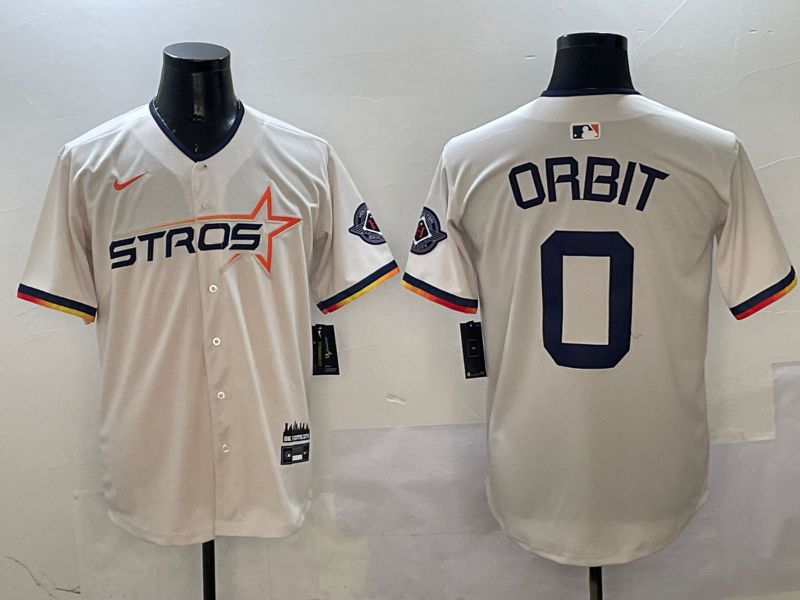 Men Houston Astros 0 Orbit Cream Three generations Joint Name 2025 Nike MLB Jersey style 5